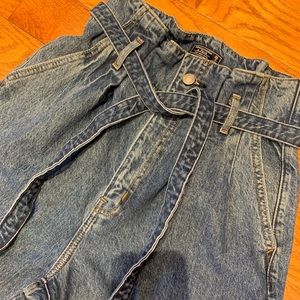 High rise Paper bag Abercrombie & Fitch pleated Jean Trouser 2/26